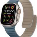 Magnetic Silicone Bands Compatible with Apple Watch 49mm 46mm 45mm 44mm 42mm, Sport Wristband for Men Women Compatible with iWatch Ultra3 2 1 SE Series 11 10 9 8 7 6 5 4 3, Dune-Cloud Blue