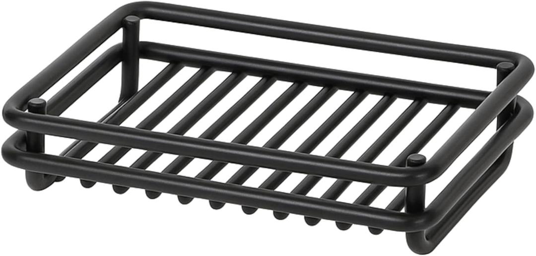 Creative Home Metal Wire Soap Dish Tray Rust-Resistant Iron Bathroom Holder with Black Powder Coating Bar Soap Rack for Shower Sink Kitchen Vanity, 3.1 x 4.4 x 1 H Inch