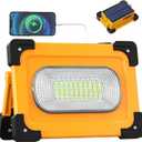 35W Solar LED Work Light with Solar Panel, 3 Modes Rechargeable LED Floodlight USB Power Bank, Waterproof Portable Outdoor Security Lights for Car Repair Emergency Camping Hiking