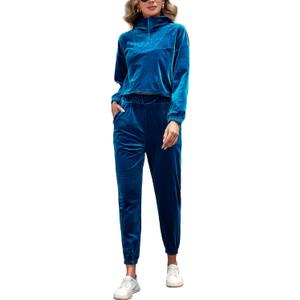 YYA Women Zip Up Active Sweatsuits Velour Track Suits Sets with Hoodies 2 Piece Outfit Workout Athletic Tracksuits XL