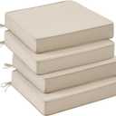 UNIKOME Outdoor Chair Cushions Set of 4, Water Resistant Patio Seat Cushions with Ties for Outdoor Furniture, High-Density Foam, UV & Fade Resistant, Piped Edge – 19" x 19" x 3", Beige