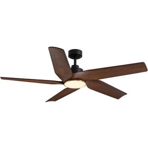 60 Inch Wood Ceiling Fans with Lights, Large Walnut Ceiling Fan, 3CCT, Dimmable LED Light, 6 Speeds, Reversible DC Motor, Timer, Black Ceiling Fan for Living Room, Farmhouse, Patio