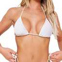 Zuohamuc Women's Triangle Bikini Top - Halter String Brazilian Tie Swimsuit M