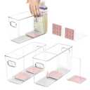 Breastmilk Storage Container with L Shaped Dividers to Flatten Standing Breast Milk Bags in Organizer Bins Save Refrigerator Space | 2 Containers with Removable Separator Boards - Pink (3mm Thick)