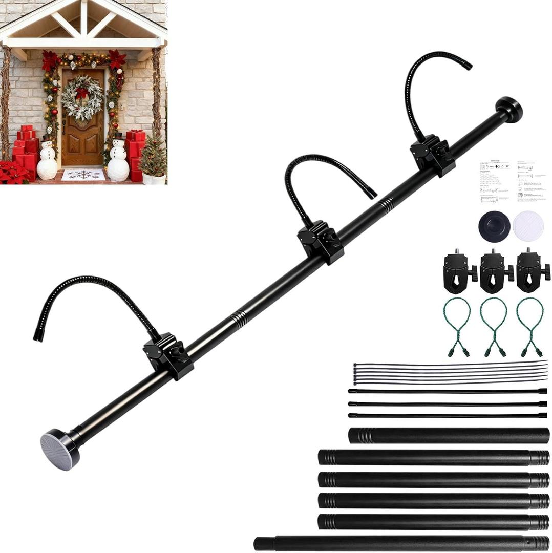 WesGen Garland Hanger for Front Door Frame, Adjustable 17"- 82" Heavy-Duty Garland Holder for Door Frame Christmas & Halloween Decorations, Wreaths, Lights, No-Drill, Damage-Free