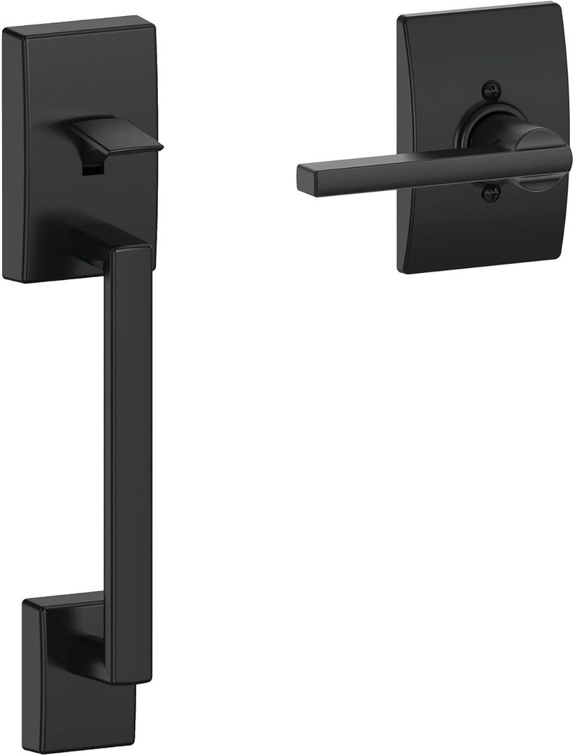 Schlage FE285 CEN 622 LAT CEN Century Front Entry Handle set with Latitude Lever, Lower Half Grip, Matte Black (Century Interior Trim)