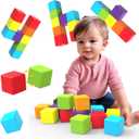 Magnetic Building Blocks Large, 1.65 inch Magnetic Stacking Cubes for Toddlers, Sensory & Montessori Toys for Boys & Girls 1 2 3 Years Old (12 PCS) (Multicolor - 12 Pieces)