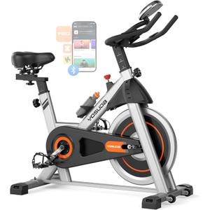 YOSUDA Exercise Bike, Brake Pad Stationary Bike for Home with Exclusive App, Magnetic Indoor Cycling Bike with 300 lb Weight Capacity, Low Noise, Tablet Holder and Fitness Courses for Weight Loss (Friction-1.0)