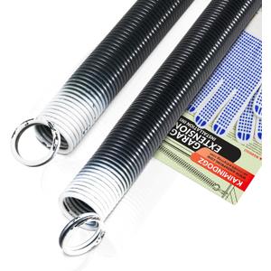 Pair of 110lb. Heavy Duty Garage Door Extension Springs Stretch Springs, 25" Long,Double Loop Ends, High Precision Electrophoresis Black Coated, MIN 16,000 Cycles, for 7ft High Garage Doors