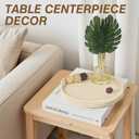 Large Resin Round Decorative Tray, RopeStyle Sandstone Texture, 11.4 Beverage & Serving Tray for Coffee Table Decor (Beige)