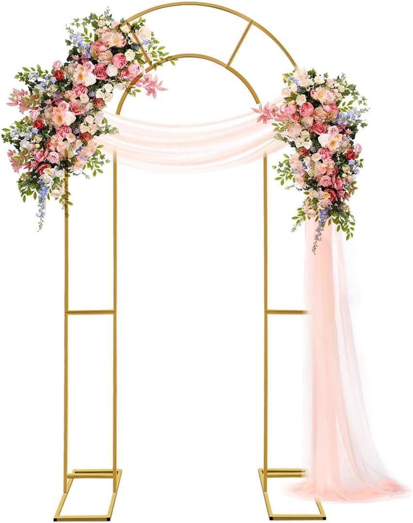 5FT Double Arch Backdrop Stand Metal Open Arch Backdrop Frame U Shaped Wedding Arches for Ceremony Baby Shower Garden Birthday Party Decoration
