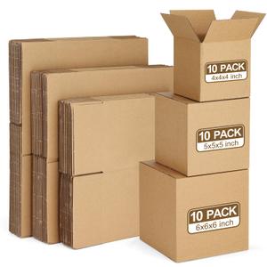 Eupako 30 Pack Small Shipping Boxes Assorted Sizes, 4x4x4 & 5x5x5 & 6x6x6 10 PCS Each Mailing Boxes, Brown Corrugated Box Mailers, Cardboard Boxes for Packaging Small Business