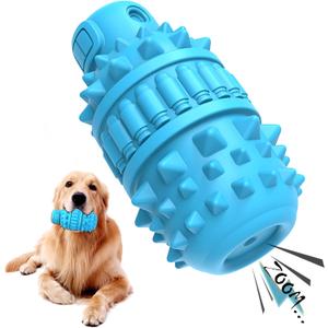 PIFFZEDO Dog Toys for Aggressive Chewers,Interactive Natural Rubber Chew & Squeaky Toy for Large Medium Breed,Dog Toothbrush,Tough & Durable (Azure,Large) (Large(45-80 lbs))