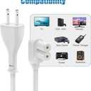 AGVEE 12ft TV Power Cord, 90 Degree Angled L-Shaped UL Listed 2-Prong AC Power Cable IEC C7 C8 Compatible with Samsung LG Sony Insignia Apple TV LCD LED, Vizio Roku JBL Partybox, White