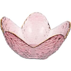 Luxshiny Lotus Gold-Edged Glass Fruit Bowl 4.72 Inch Decorative Plate for Serving Salad Candy Desserts Snacks Home Kitchen Tableware