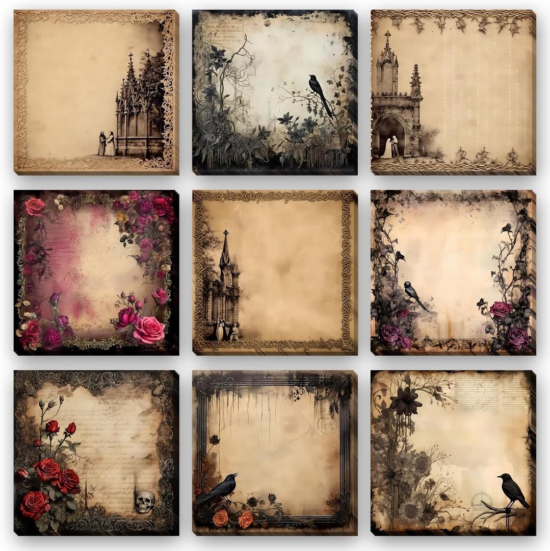 9 Pieces Gothic Style Sticky Notes Self-Adhesive Gothic Style Design Note Pads Gothic Style Sticky Memo Notes for School Office Home Supplies Students Teachers Gift