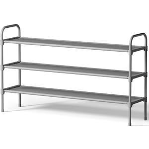 Kitsure Extra-Long Shoe Rack for Closet, Shoe Organizer for Front Door Entrance, Stackable Shoe Shelf, Detachable Closet Organizers and Storage, 39.0" Wide - 3 Tier, Grey