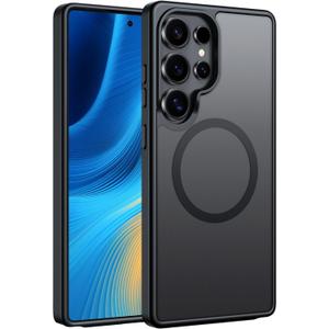 FNTCASE for Samsung Galaxy S25-Ultra Case: Magnetic Matte Military Grade Drop Protection Translucent Cell Phone Cover - Slim Rugged Durable Shockproof Protective Phonecase - 6.9 inches (Black)