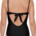 Aqua Green Women's Scoop Neck One Piece with Open Tie Back (Black, L)