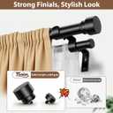 TONIAL Black Double Curtain Rods for Windows, 66-120 Inch, Simple Finials