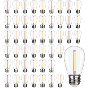 48 Pack S14 LED String Light Bulbs, 1W Shatterproof & Waterproof Outdoor Indoor Replacement Bulbs, E26 Base Edison LED Light Bulbs Warm White 2200K. (S14 48Pack)