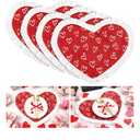 Bucherry 4 Pcs Valentine's Day Heart Placemats 17 Inch Red Love Hearts Placemats Fabric Table Mats with Ruffled White Edge, Seasonal Anniversary Holiday Table Mats for Party Kitchen Dining Decoration