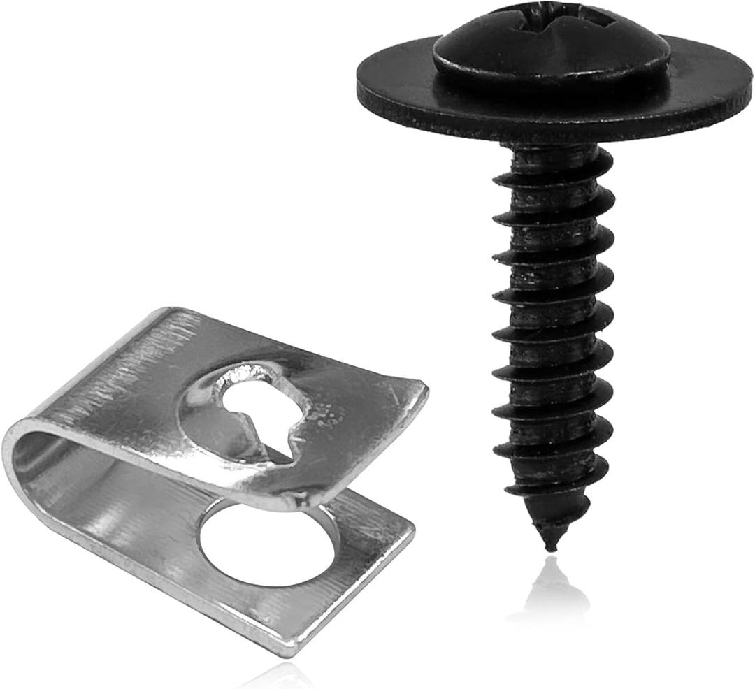 6 x 10 Sets Fender Liner Clips Splash Shield Screw Nut Kit Compatible with Honda Acura BMW 90308-SB2-013 90114-SE0-000 (Black)