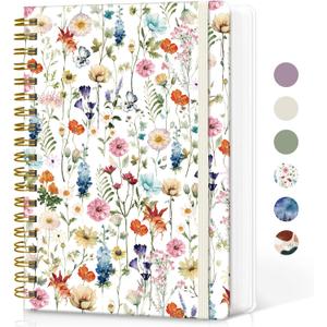 Lined Spiral Notebook Journal for Work, 300 Pages Thick B5 (7.1"x10") College Ruled Journal for Women & Writing, Hardcover Notebook for Note Taking, Perfect for Office Home School Supplies, Floral
