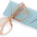 Trendy reading glasses Blue Light Blocking Impact Resistant Lenses TR90 frame oversized readers (Tawny)
