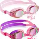 Aegend 2 Pack Kids Goggles, Swimming Goggles for Kids Age 4-16 Boys and Girls Youth, Anti-Fog Waterproof Anti-UV Pool Goggles (A - Bright Lavenderish & a - Crisp Pink)