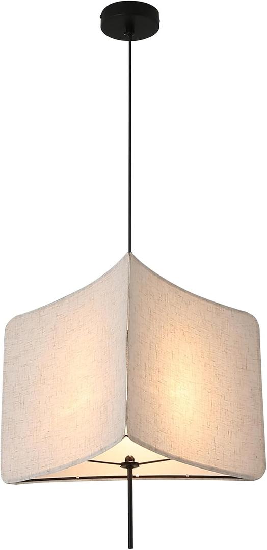 Modern Pendant Lights, 16.65 Inch Pendant Light kit, Linen lampshade E26 Socket (no Bulb), Suitable for Kitchen, Dining Room, Bedroom, Living Room, Corner