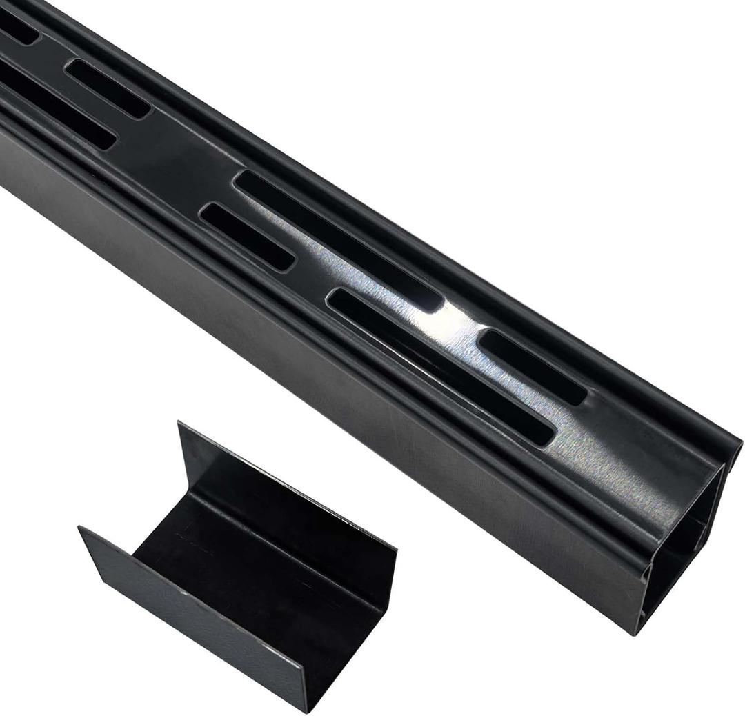 Black Channel Drain 1-1/4" Wide x 3' 3-5/8" Sections x 1 Pc,Outdoor Pool Deck Drain Channel 304 Stainless Steel with Coupling,Pool Drain for Concrete/Paver/Patios/Walkways
