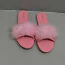 LIURUIJIA Women's Fluffy Feather Slippers Fur Slide Flat Sandals Cozy Slip On Stylish Summer Casual Party Indoor Outdoor Flats Shoes (10, Pink)
