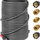 YAMATIC Super Flexible Pressure Washer Hose 100FT for Power Washer Replacement, Kink Resistant Extension With Leak-Free M22 Female & 3/8" Quick Connect Adapters, 1/4" 3200 PSI, Grey (Gray)