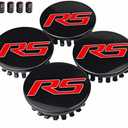 4PCS RS Wheel Center Cap Hub Cover and 4PCS RS Tire Valve Caps Compatible with Camaro Equinox Cruze Malibu Trax 59mm (RS-1)