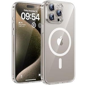 TOCOL Magnetic for iPhone 15 Pro Max Case Clear, Upgraded Full Camera Protection, Compatible with MagSafe, Non-Yellowing, Phone Bumper 6.7-Inch (Clear)