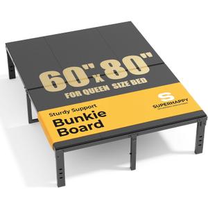 Bunkie Board Queen Size (60x80") - Heavy Duty Low Profile Bed Board for Mattress Support, Stops Sagging on Platform Beds & Sleeper Sofas - Breathable, Noise Minimizing & Moisture Resistant Foundation