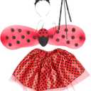 1 Set Cosplay Ladybug Costume for Includes Decorative Wand Tutu Skirt Ladybug Wings Headband for Halloween Parties Dress Up Stage Performances
