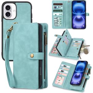 TwoHead Wallet Case Compatible with iPhone 16,Detachable Magnetic Phone Case,PU Leather All-Round Protective Case Wallet with Card Holder/Change Pocket,6.1 in,Blue TwoHead Wallet Case Compatible with iPhone 16,Detachable Magnetic Phone Case,PU Leather All-Round Protective Case Wallet with Card Holder/Change Pocket,6.1 in,Blue