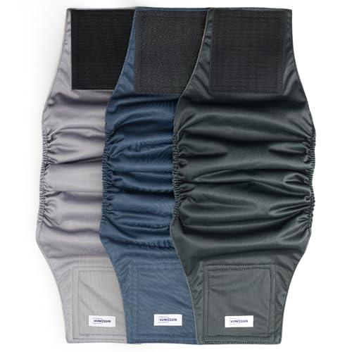 Washable Dog Diapers Male Reusable, Premium Belly Bands for Male Dogs Small, Pack of 3, High Absorbing Small Male Dog Pee Wraps for Doggie in Incontinence or Excitable Urination and Training(S)