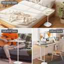 Portable Laptop Floor Stand, Bedside/Sofa Table with Height Adjustable 18''~48'', Sleek Wooden Lectern Standing Desk Mobile Podium for Home, Office, School, White