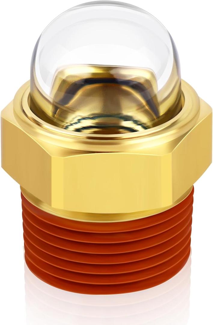 1'' NPT Domed Oil Sight Glass, Oil Level Sight Glass with Clear View, Liquid Level Indicator for Air Compressor, Gearbox, Pump, Tank