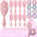 Hotop 24 Pcs Pink Party Favors Unicorn Detangling Hair Brush Set Include Girl Hair Brushes Scrunchies and Organza Bags Accessories for Women Princess Birthday Makeup Party Decoration Supplies