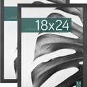 MCS Studio Gallery 18x24 Poster Frame Black Woodgrain Engineered Wood, Vertical & Horizontal Wall Hanging Large Picture Frame for Photos, Posters & Art Prints (2-Pack)