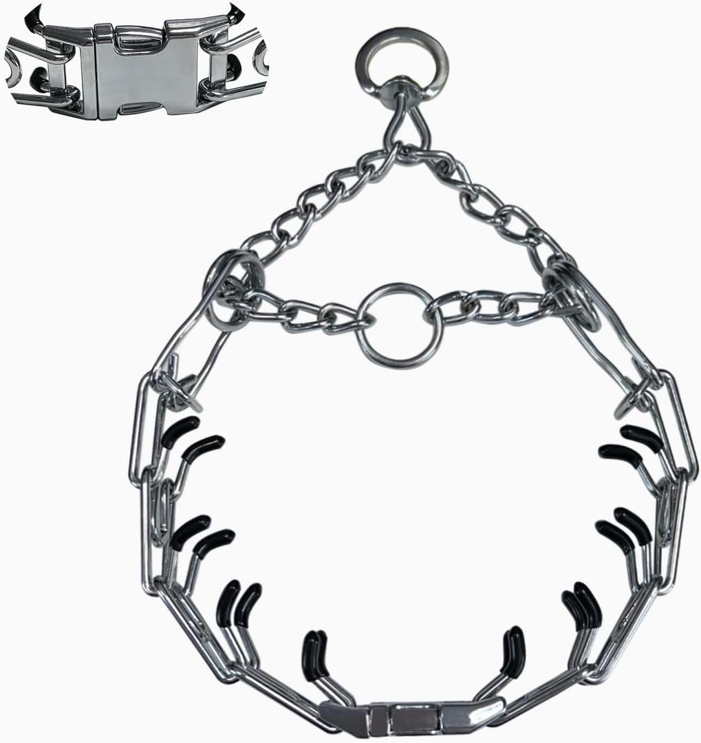 Dog No Pull Collar with Buckle for Small Medium Large Dogs (S (14-17" Neck, 2.25mm), Silver)