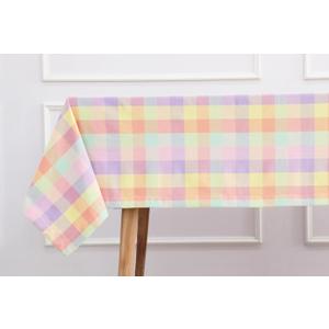 PurpleEssences Buffalo Plaid Tablecloth - Water Resistant Wipeable Washable Checkered Table Cloth for Outdoor Picnic Dining - Spring Summer Easter - 60 x 84 Inch - Multicolor