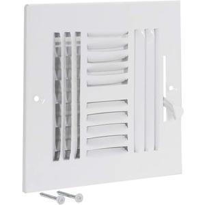 EZ-FLO 6 x 6 Inch (Duct Opening) Air Vent Cover for Wall or Ceiling, Four-Way Ventilation Register, Solid Steel HVAC Register Cover, White, 61617