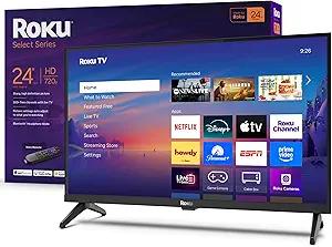 Roku Smart TV – 24-Inch Select Series, 720p HD TV – Roku TV with Voice Remote – Flat Screen LED Television with Wi-Fi for Streaming Live Local News, Sports, Family Entertainment