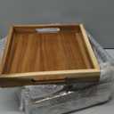 4 PCS Acacia Wood Serving Tray with Handles - 10 Inch Square Wooden Tray with Handles, Ideal as Breakfast, Coffee Table, Decorative, Serving(1.75 Inch Thickness)