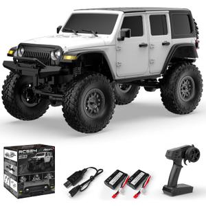 RACENT 1/24 RC Crawler 4WD Off Road All Terrain RC Monster Truck Rock Climbing with led Light Waterproof Hobby Grade Toys with 4 Batteries for Adults (White)